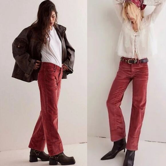 Free People corduroy pants high rise straight cotton blend boho fall winter 24 - Picture 11 of 11